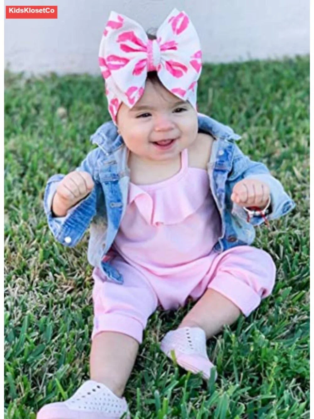 10-Pack Oversized Large Bow Headbands, Elastic Nylon Hair Wraps for Baby Girls